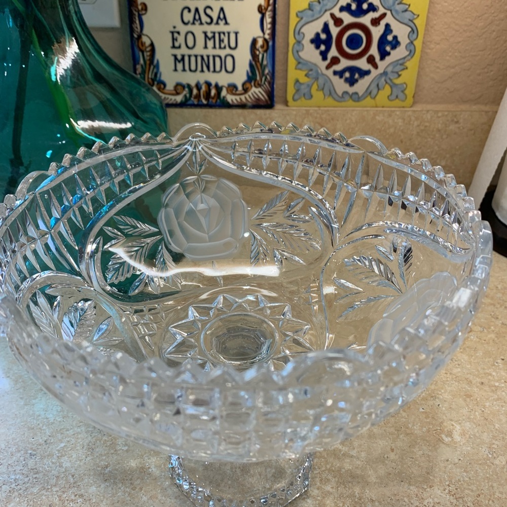 Crystal oval fruit bowl